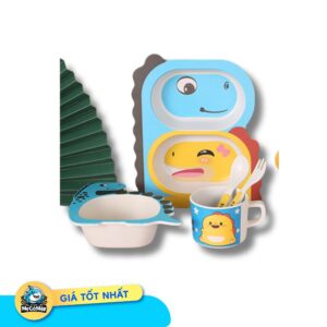 Set ăn dặm sợi tre 5 món khủng long A029