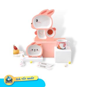Set ăn dặm sợi tre 5 món hình thỏ