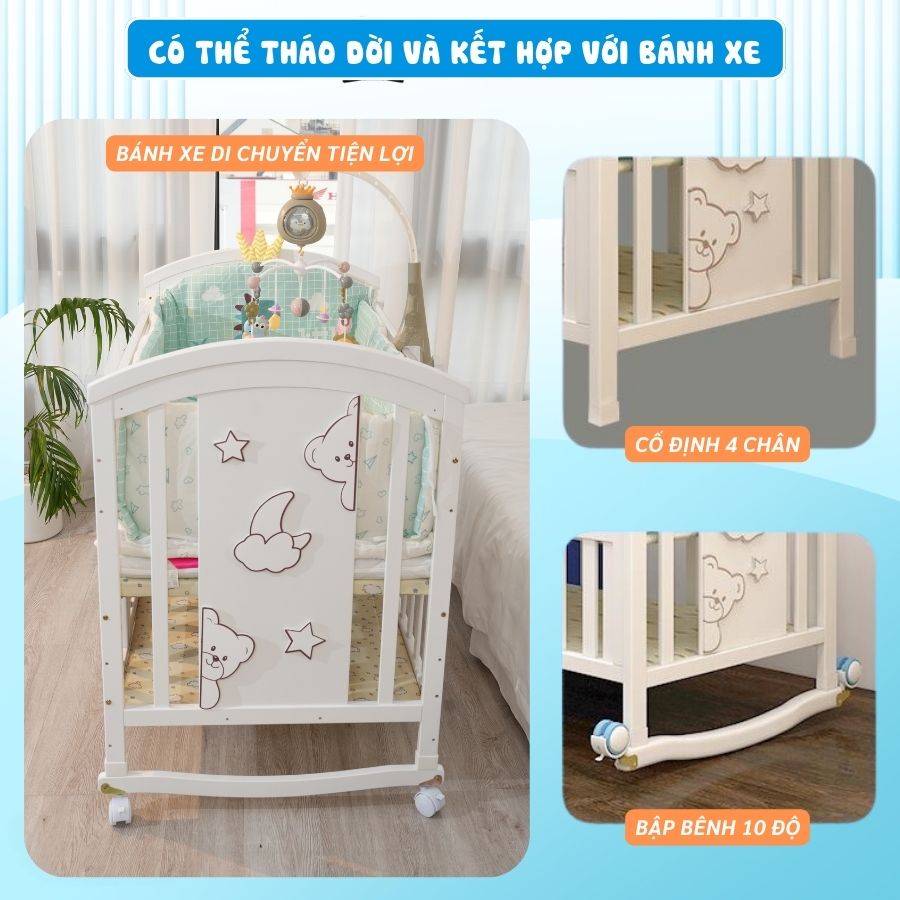 Nôi cũi gỗ Pakey CG02