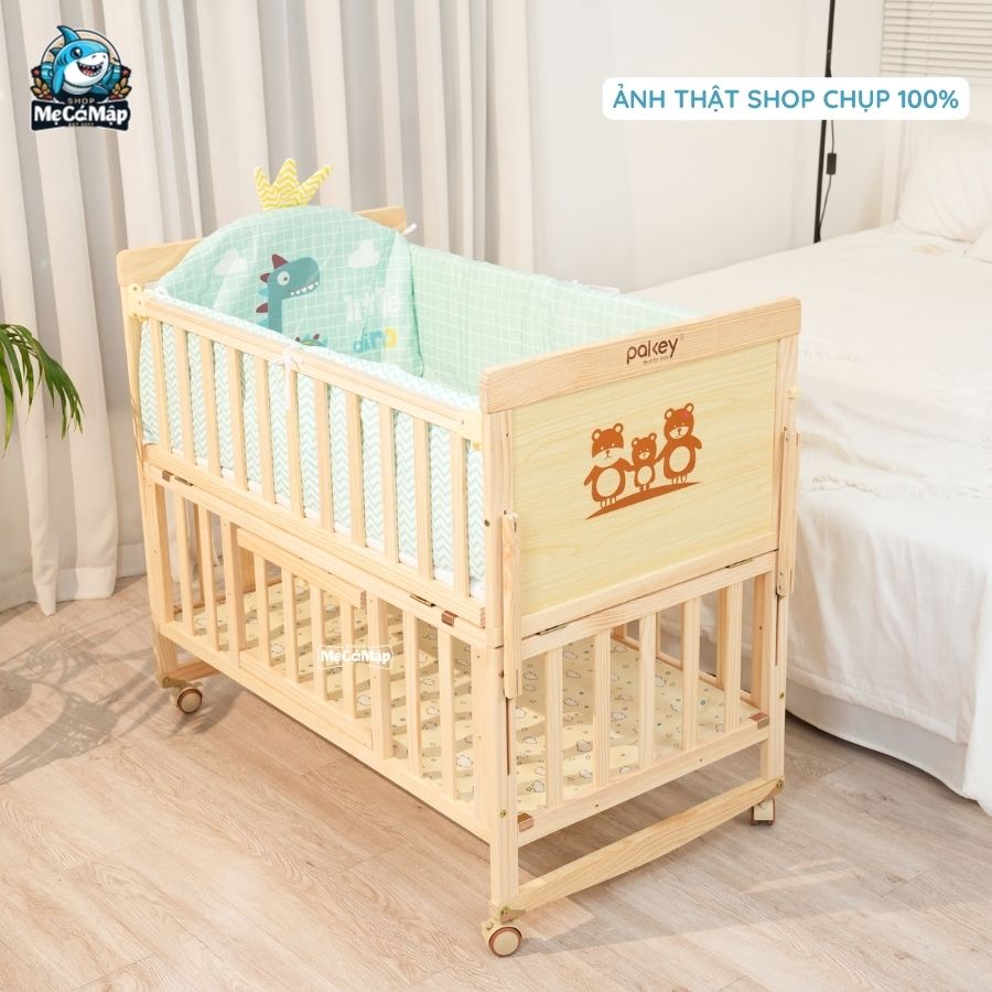 Nôi cũi gỗ Pakey CG01 kèm đệm