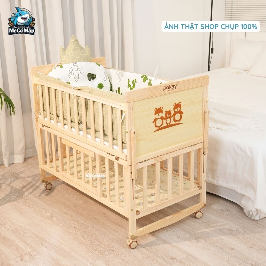 Nôi cũi gỗ Pakey CG01 kèm đệm