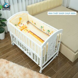 Giường cũi gỗ cho bé Pakey CG03 kèm nệm