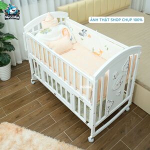 Giường cũi gỗ cho bé Pakey CG03 kèm nệm