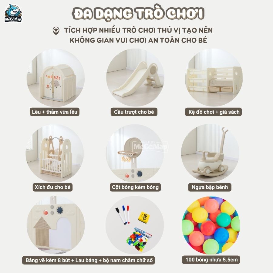 Quây cũi nhựa liên hoàn Voi 6, 8 tiện ích