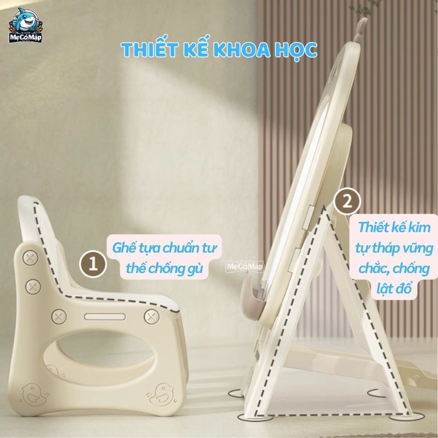 Bộ bảng học từ tính kèm ghế ngồi Gà Nâu