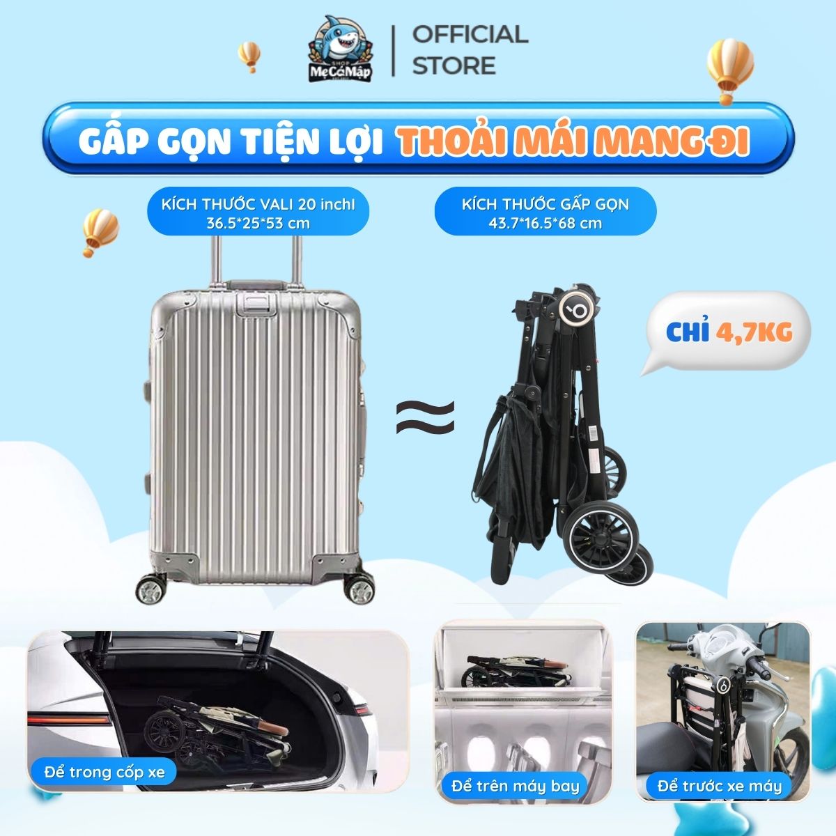 Xe đẩy gấp gọn Baobaohao A2