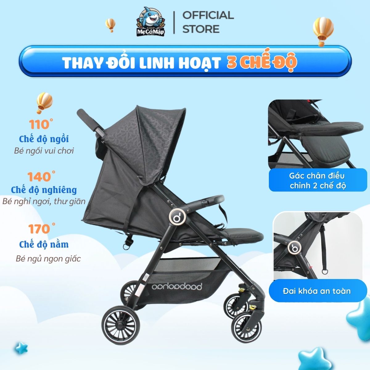 Xe đẩy gấp gọn Baobaohao A2