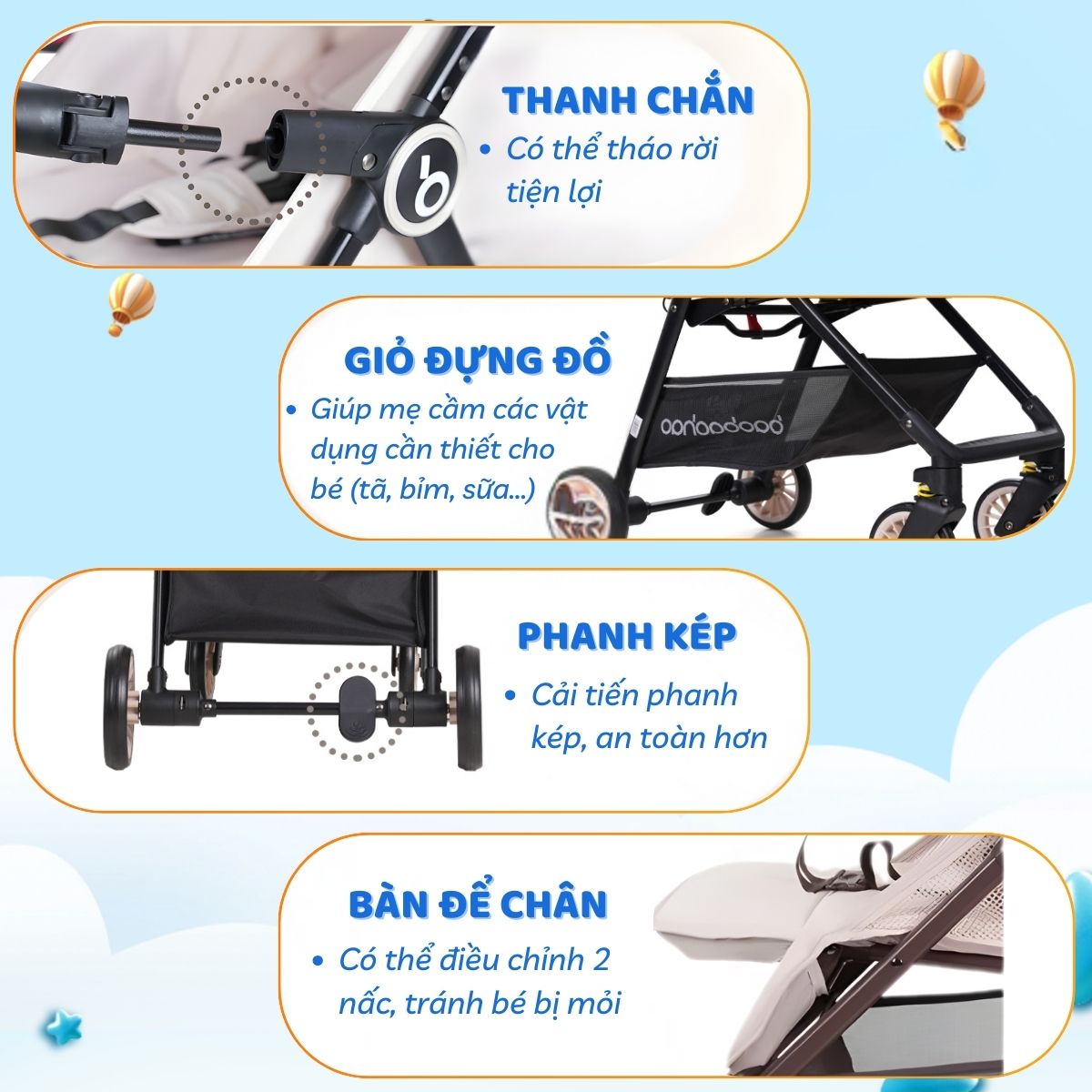 Xe đẩy gấp gọn Baobaohao A2