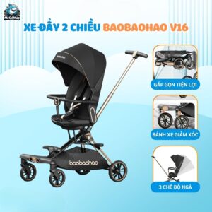 Xe đẩy gấp gọn 2 chiều Baobaohao V16 + Khay ăn dặm V16