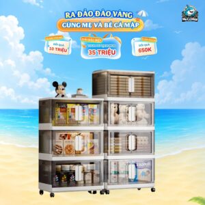 Tủ nhựa gấp gọn 3/4/5/6 tầng HC06 màu đen