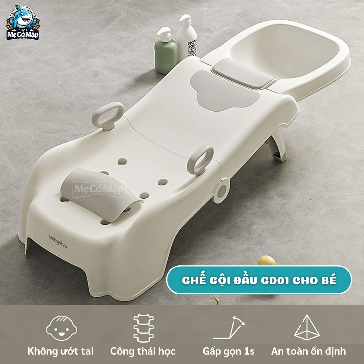 Ghế gội đầu Pakey GD01 ghi trắng