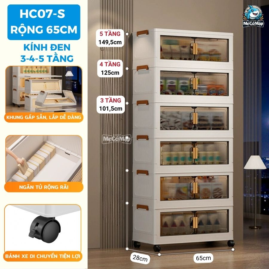 Tủ nhựa gấp gọn HC07-S màu trắng