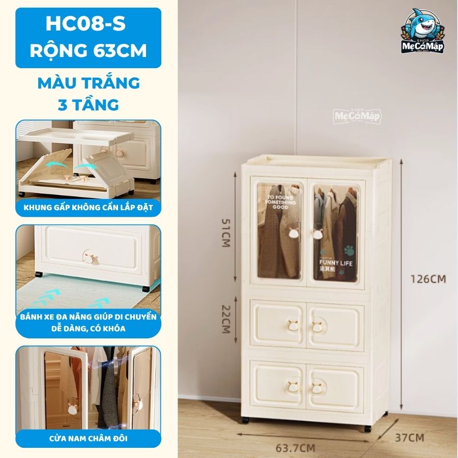 Tủ nhựa gấp gọn có ngăn treo HC08-S
