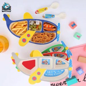 Set ăn dặm sợi tre B007 - Máy bay