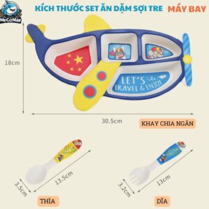 Set ăn dặm sợi tre B007 - Máy bay