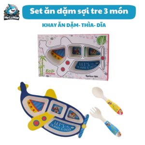 Set ăn dặm sợi tre B007 - Máy bay