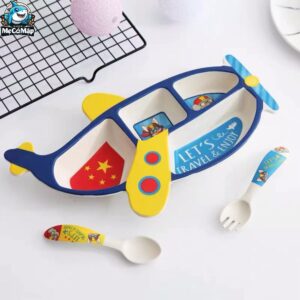 Set ăn dặm sợi tre B007 - Máy bay