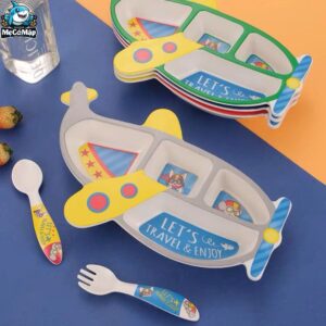 Set ăn dặm sợi tre B007 - Máy bay