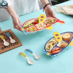 Set ăn dặm sợi tre B007 - Máy bay