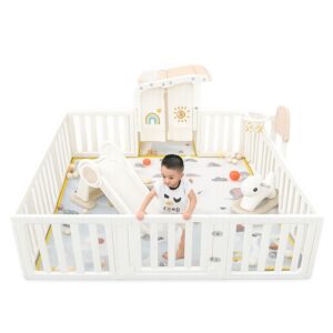 Combo quây nhựa Pakey Babyhome NC02 + Lều + Ngựa bập bênh + Cầu trượt