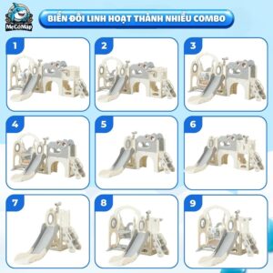 Cầu trượt xích đu liên hoàn Pakey Khủng long LH01