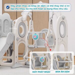 Cầu trượt xích đu liên hoàn Pakey Khủng long LH01