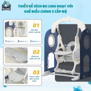 Cầu trượt xích đu liên hoàn Pakey Khủng long LH01