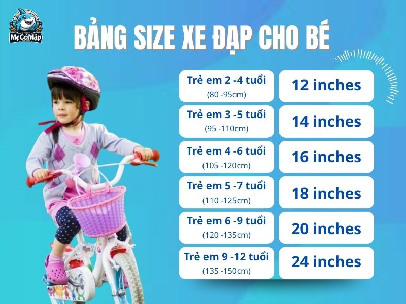Hưỡng dẫn mẹ chọn đúng size xe đạp cho bé chuẩn nhất