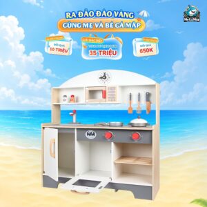 Bộ đồ chơi bếp gỗ DC06 Ghi Trắng