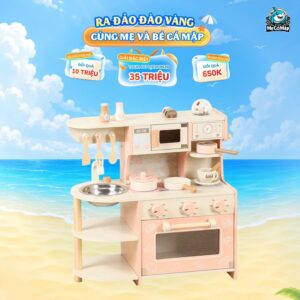 Bộ đồ chơi bếp gỗ DCB02 màu Hồng