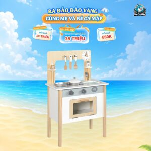 Bộ đồ chơi bếp gỗ DCB04 Trắng