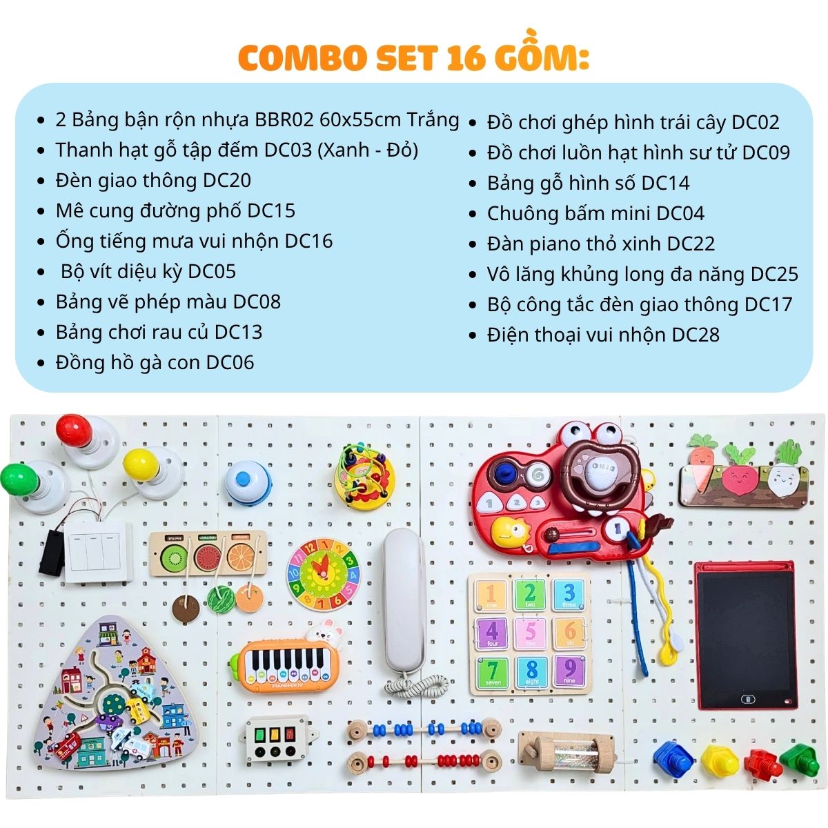 combo-bang-ban-ron-BBr02 (3) Bảng bận rộn cho bé BBR02 kèm đồ chơi Montessori