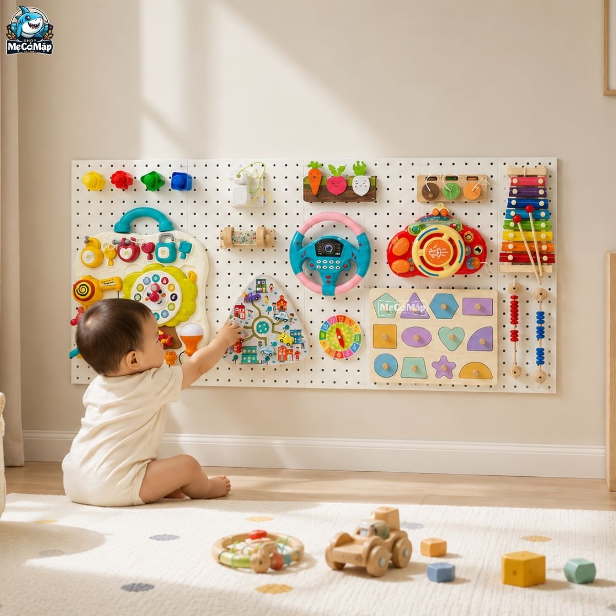 Bảng bận rộn cho bé BBR02 kèm đồ chơi Montessori