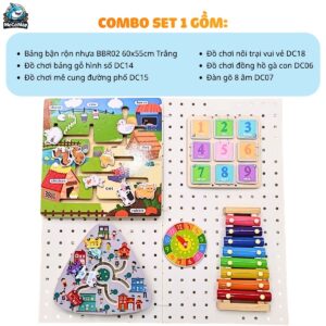 Bảng bận rộn cho bé BBR02 kèm đồ chơi Montessori