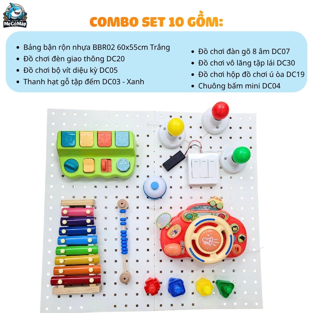 combo-bang-ban-ron-va-do-choi (10) Bảng bận rộn cho bé BBR02 kèm đồ chơi Montessori