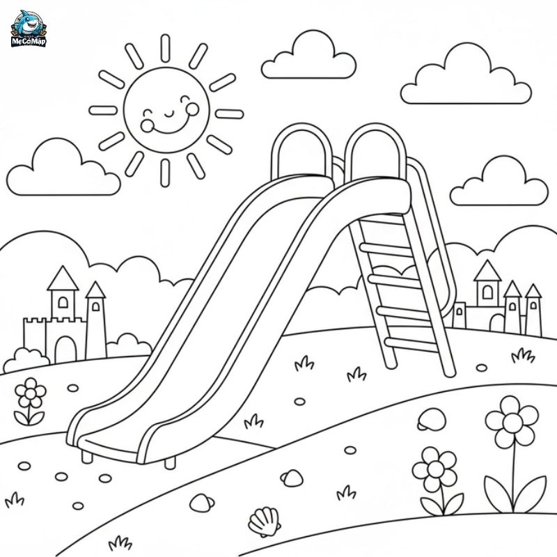 Tuyển tập 50+ mẫu tranh tô màu cầu trượt cho bé hot nhất 2026