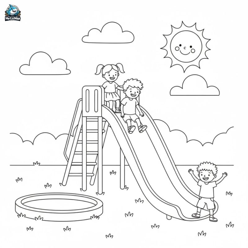 Tuyển tập 50+ mẫu tranh tô màu cầu trượt cho bé hot nhất 2026