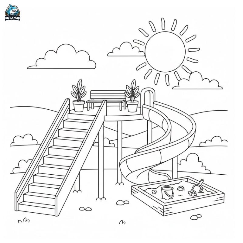 Tuyển tập 50+ mẫu tranh tô màu cầu trượt cho bé hot nhất 2026