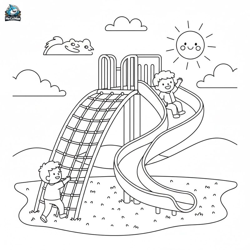 Tuyển tập 50+ mẫu tranh tô màu cầu trượt cho bé hot nhất 2026