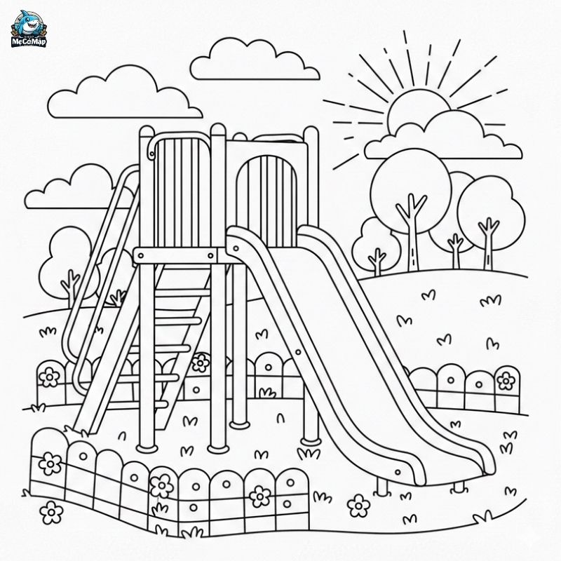 Tuyển tập 50+ mẫu tranh tô màu cầu trượt cho bé hot nhất 2026