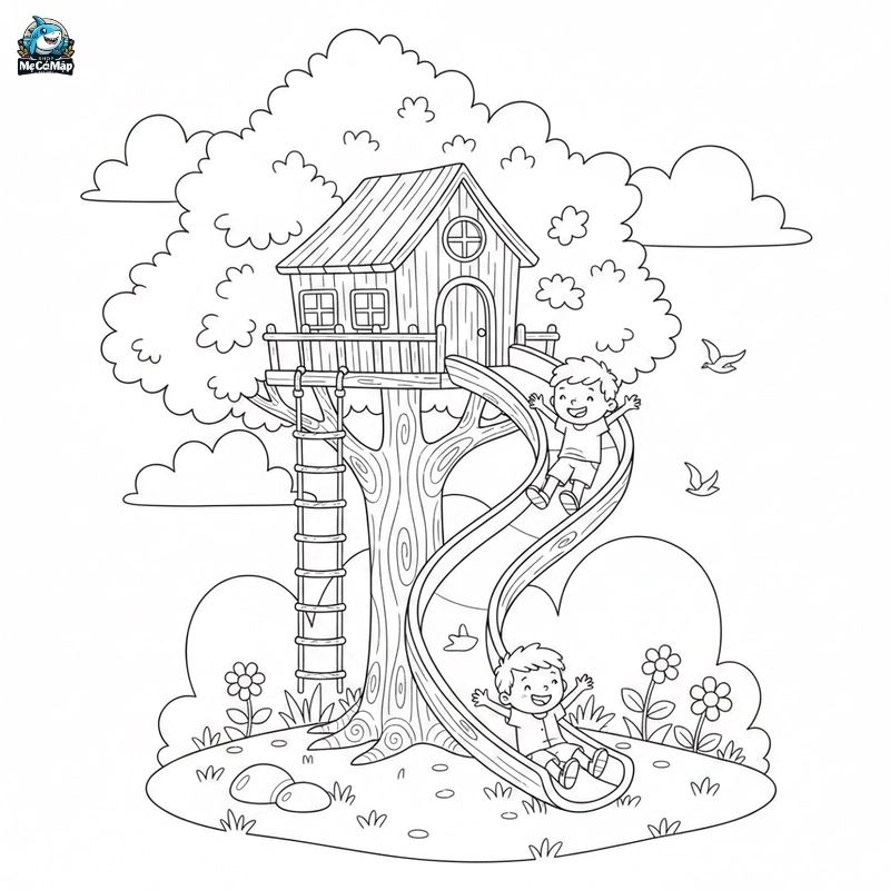 Tuyển tập 50+ mẫu tranh tô màu cầu trượt cho bé hot nhất 2026