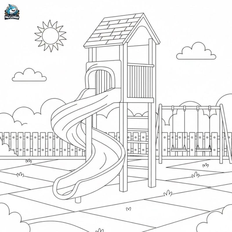 Tuyển tập 50+ mẫu tranh tô màu cầu trượt cho bé hot nhất 2026