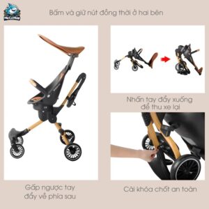 Xe đẩy Baobaohao V5b gấp gọn 2 chiều