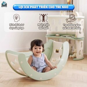 Bập bênh cầu vồng kèm đệm Pakey RH05