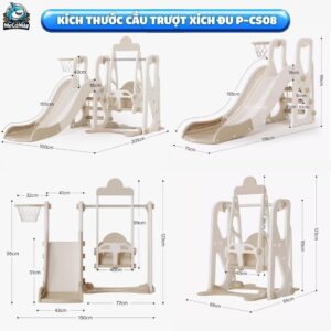 Bộ cầu trượt xích đu Pakey P-CS08