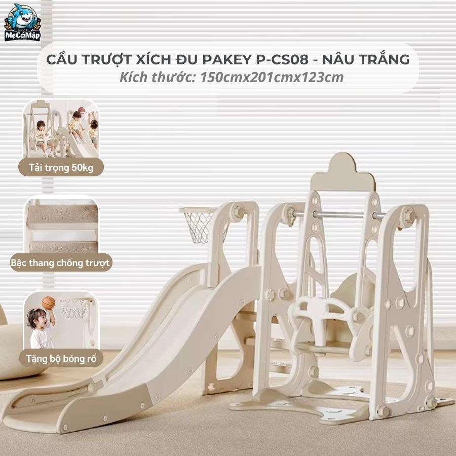 Bộ cầu trượt xích đu Pakey P-CS08