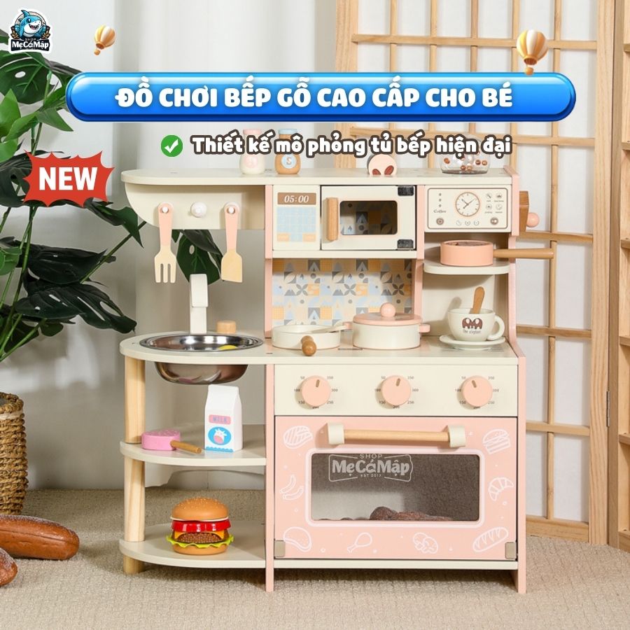 do-choi-bep-go (1) Bộ đồ chơi nấu ăn cho bé gái DCB01 Hồng