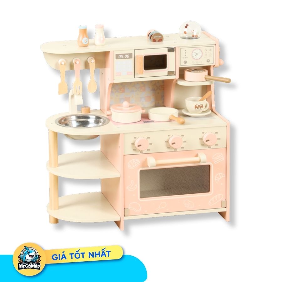 do-choi-bep-go (19) Bộ đồ chơi nấu ăn cho bé gái DCB01 Hồng