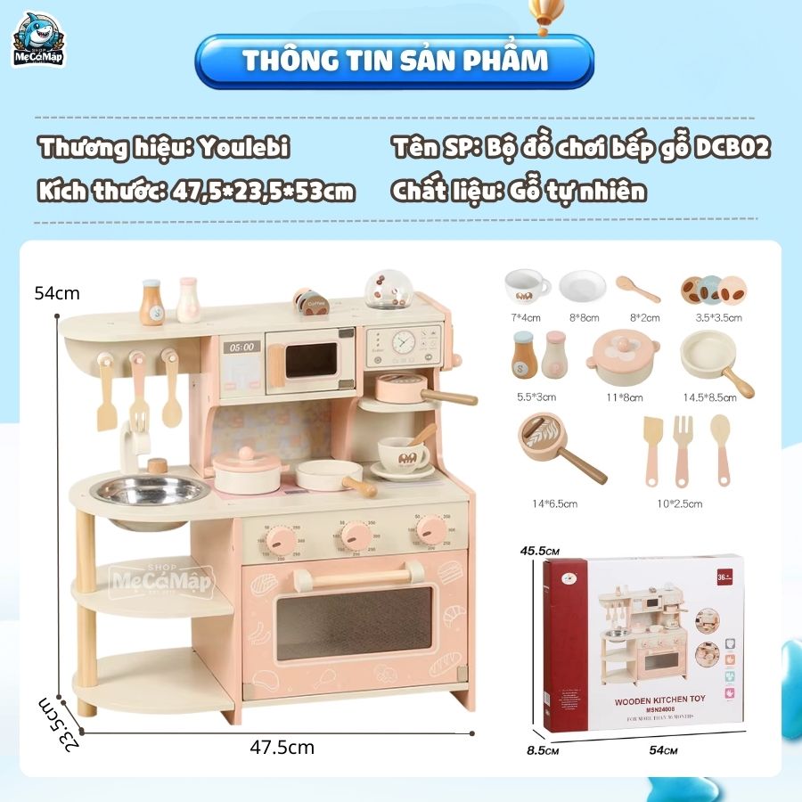 Bộ đồ chơi nấu ăn cho bé gái DCB01 Hồng