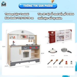 Bộ đồ chơi bếp gỗ DC06 Ghi Trắng